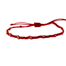 Red Gold Ring Macrame Bracelet