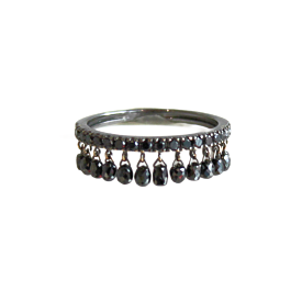 Rhodium Plated Gold Dangle Diamond RIng