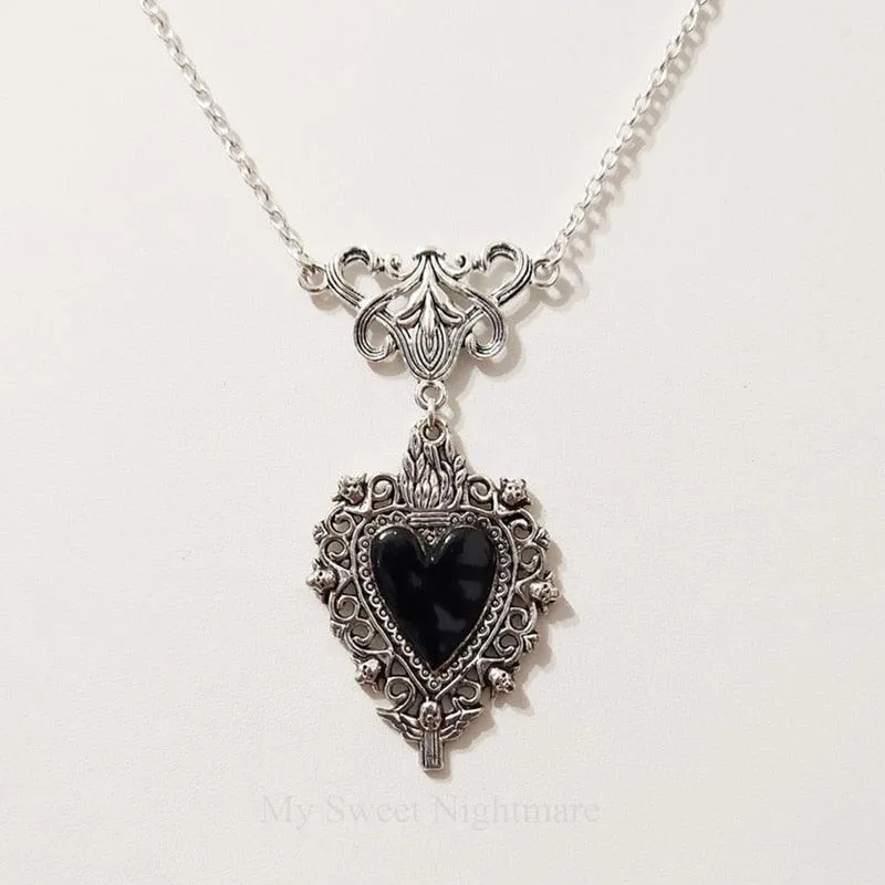 Sacred Heart Necklace Jewelry Gothic Jewelry