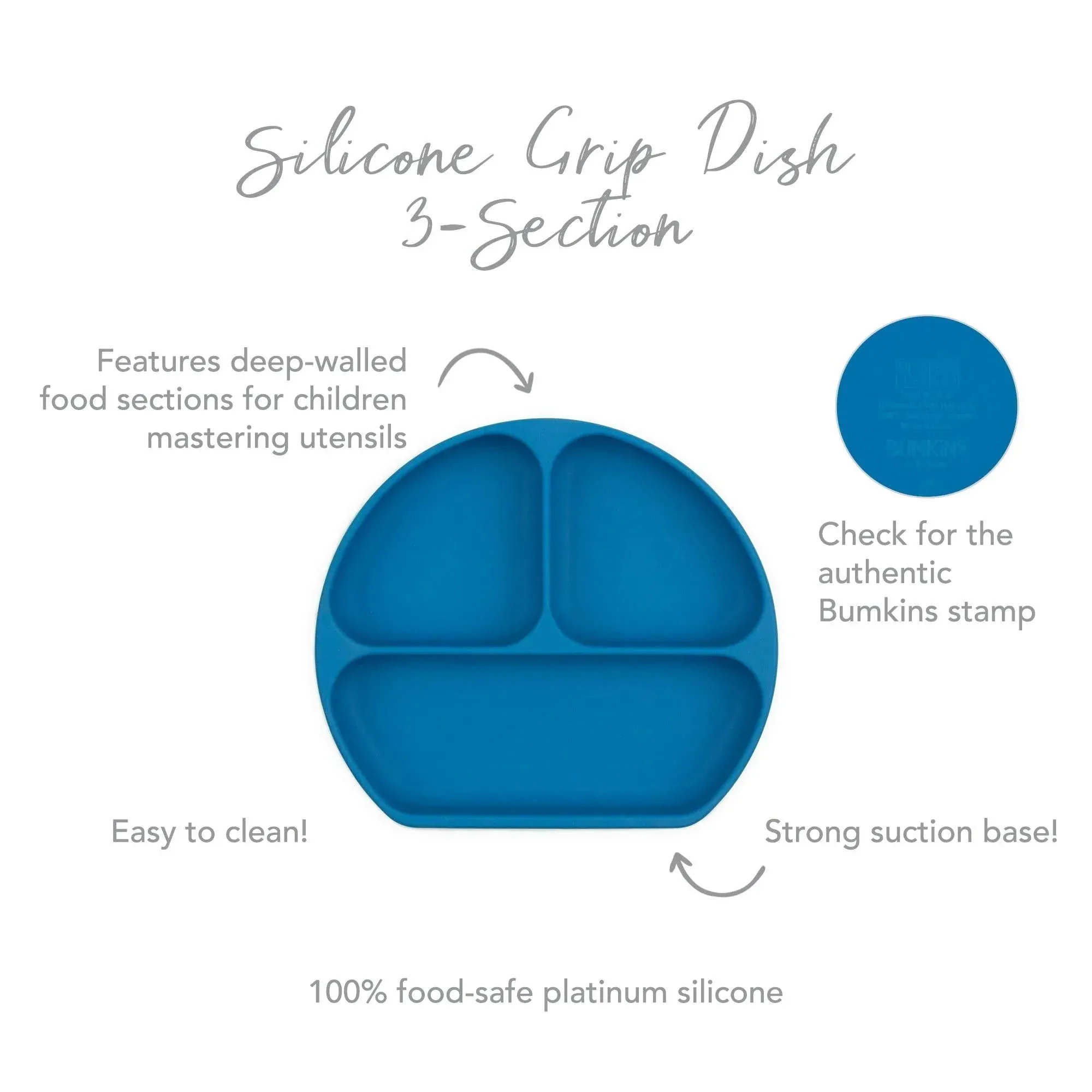 Silicone Grip Dish: Dark Blue