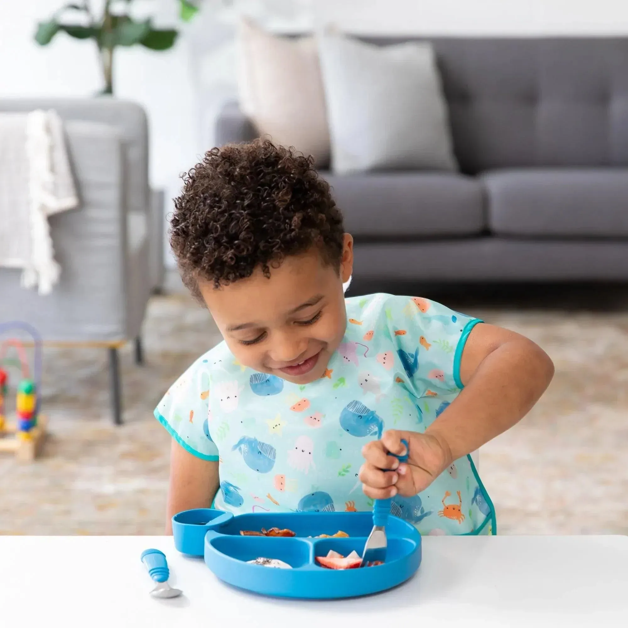 Silicone Grip Dish: Dark Blue