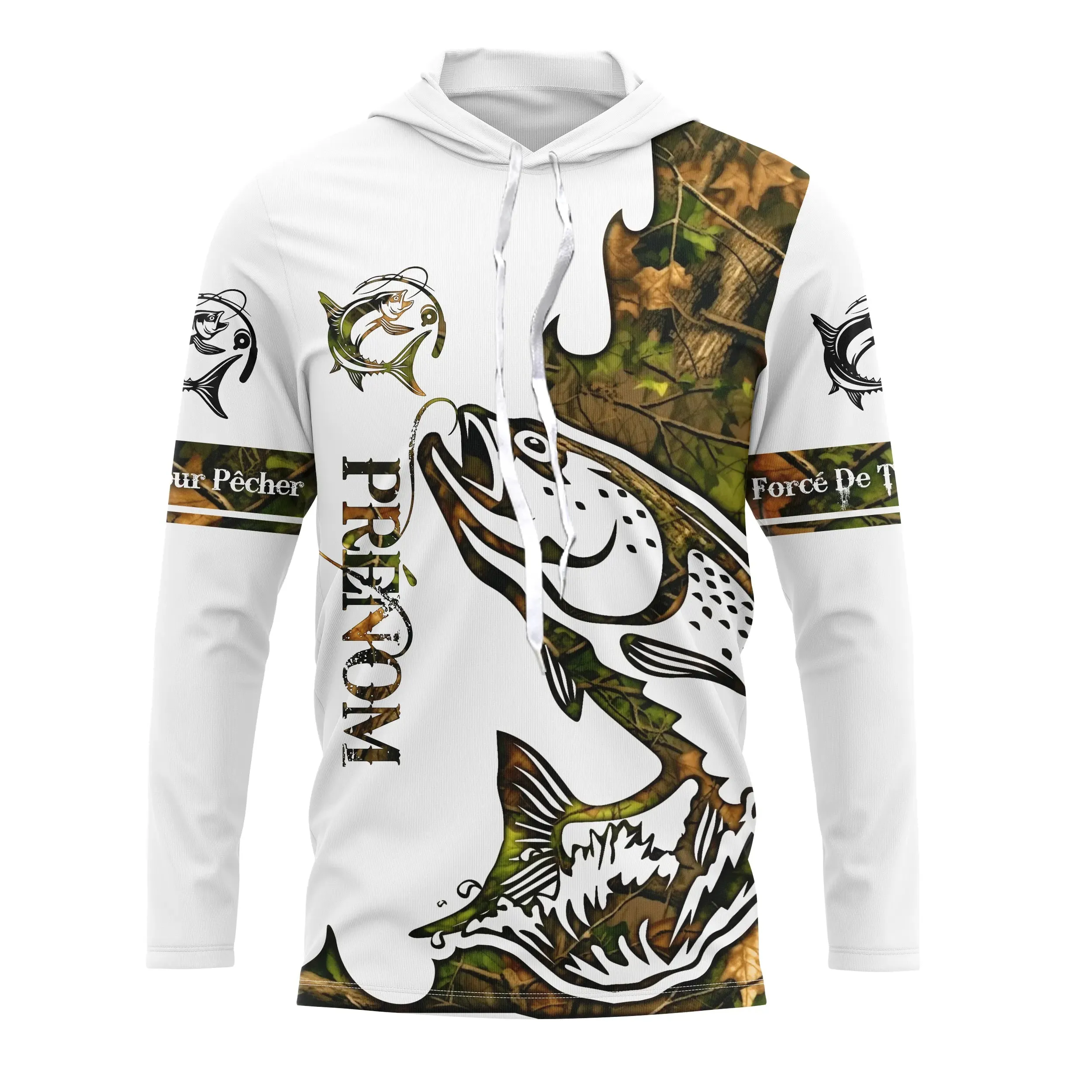 T-shirt Sweater Tatouage Camouflage Pêche Du Saumon, Cadeau Personnalisé Pêcheur - CT09012225