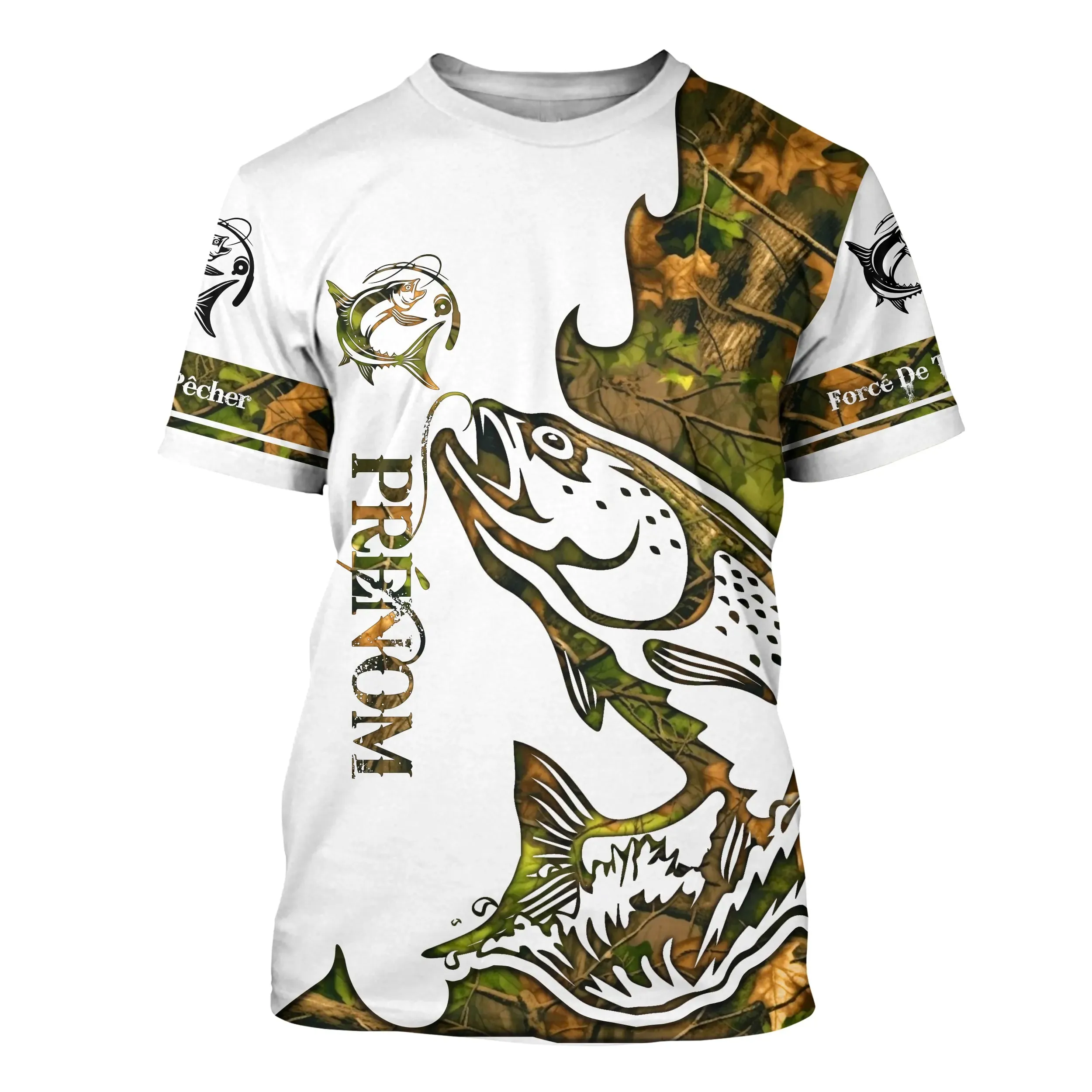 T-shirt Sweater Tatouage Camouflage Pêche Du Saumon, Cadeau Personnalisé Pêcheur - CT09012225