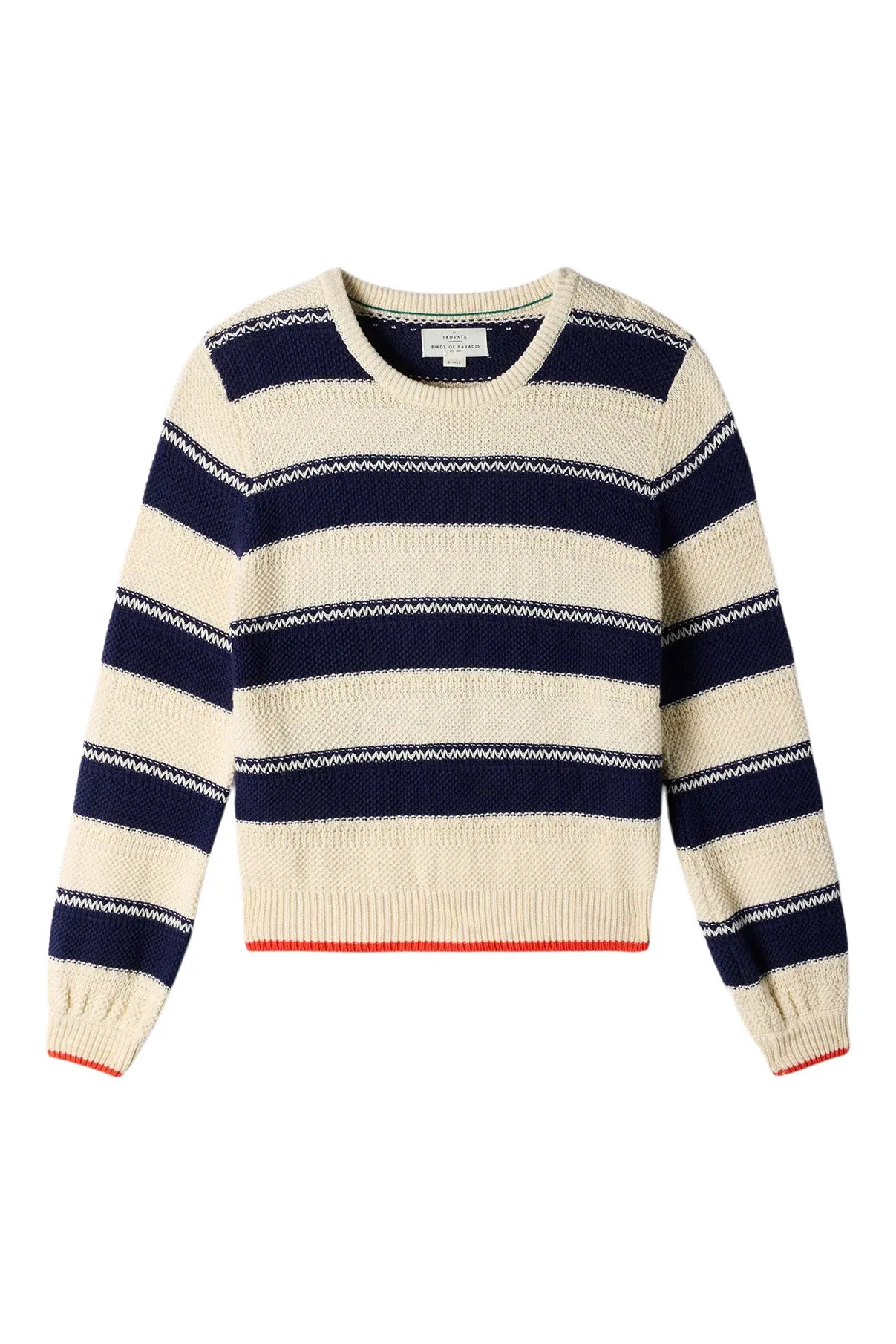 Trovata Birds of Paradis Ryann Sweater  in Navy with Antique White Stripe