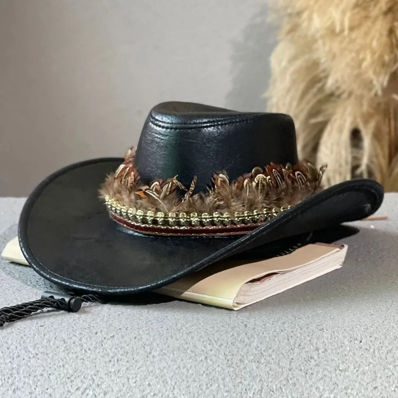 Unisex Winter Vintage Formal Western Style Solid Pattern Cowboy Hat