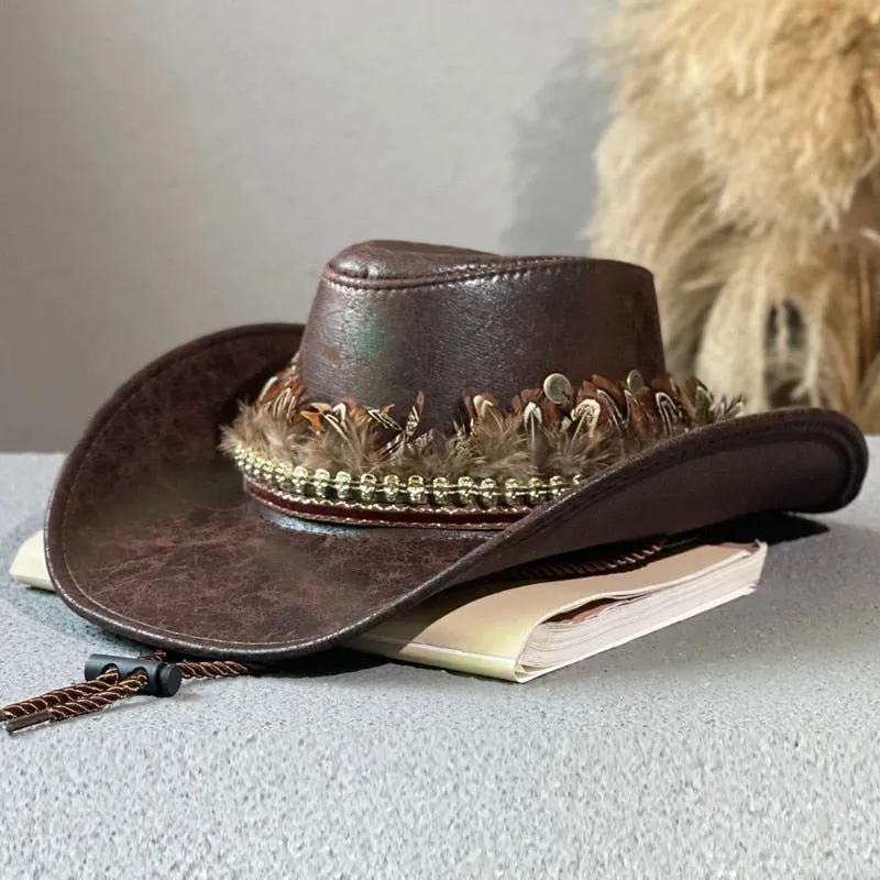 Unisex Winter Vintage Formal Western Style Solid Pattern Cowboy Hat