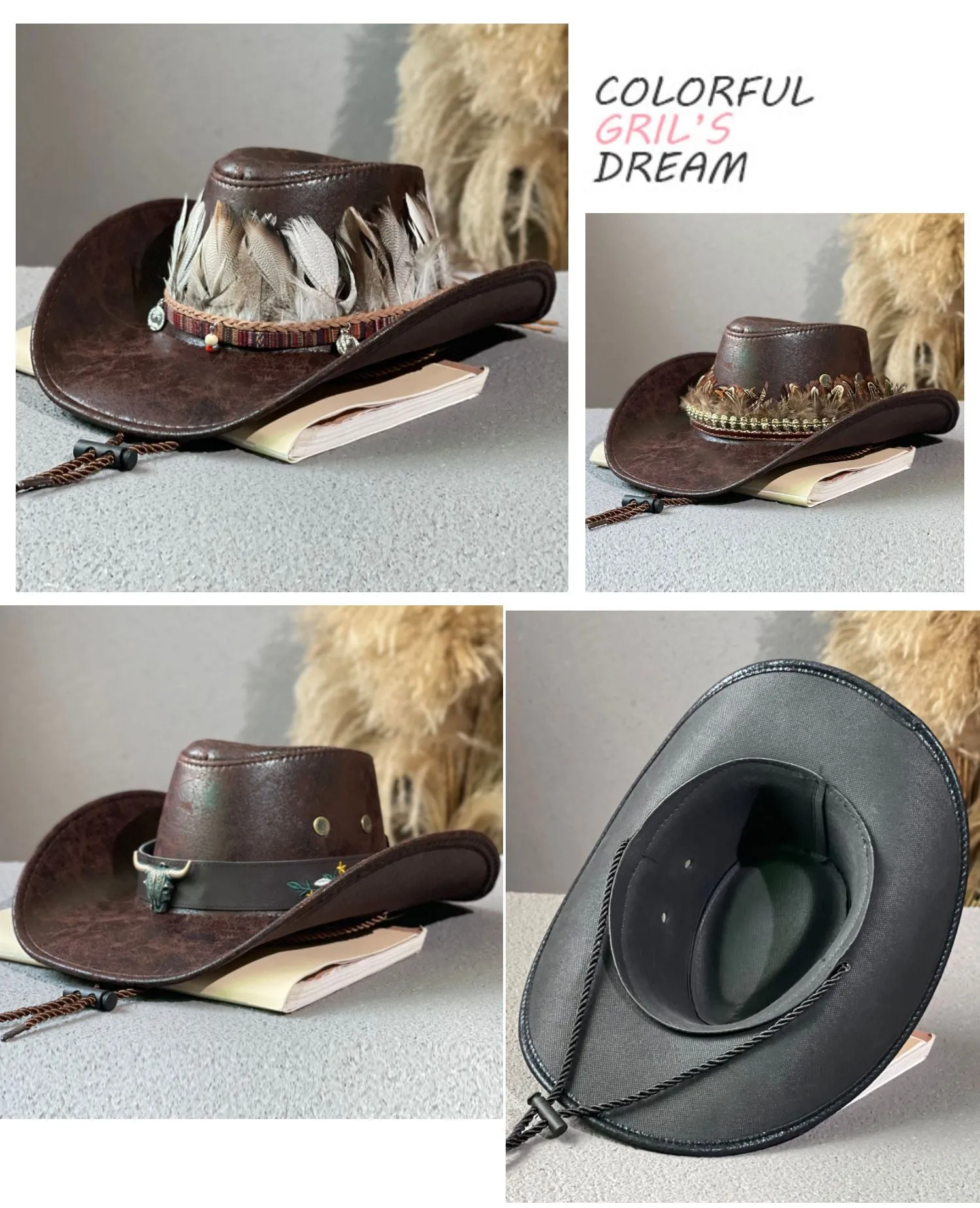 Unisex Winter Vintage Formal Western Style Solid Pattern Cowboy Hat