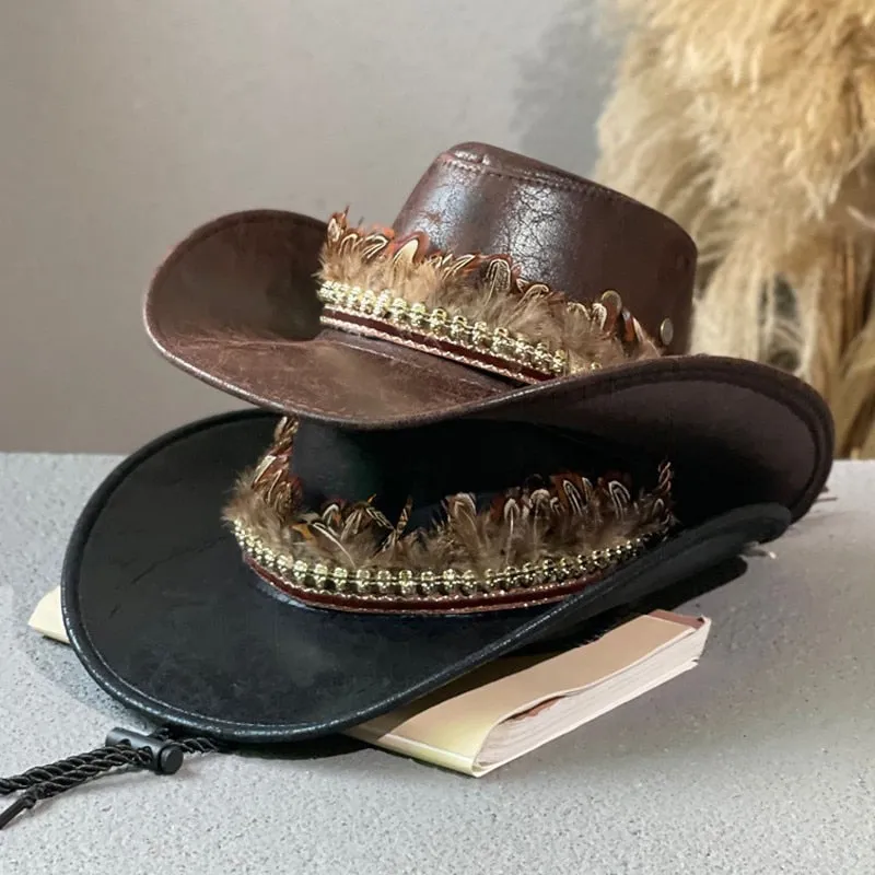 Unisex Winter Vintage Formal Western Style Solid Pattern Cowboy Hat