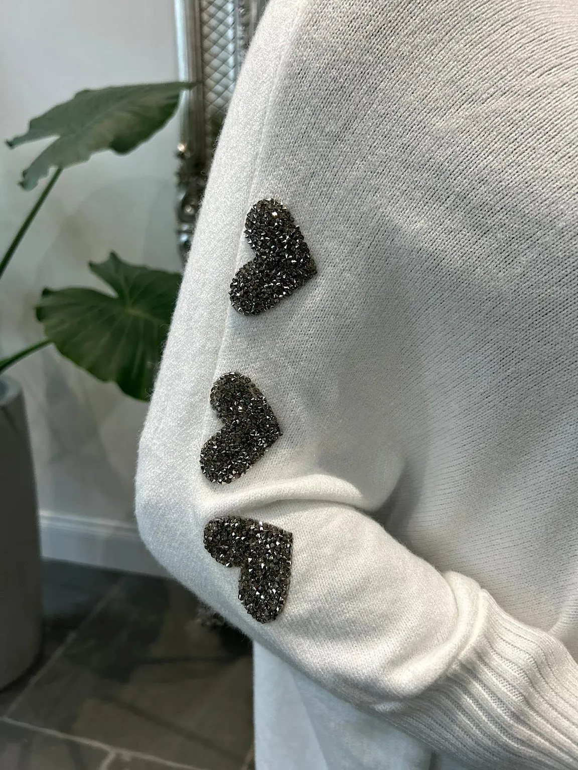 Winter White Premium Heart Sleeve Detail Knit Sammy