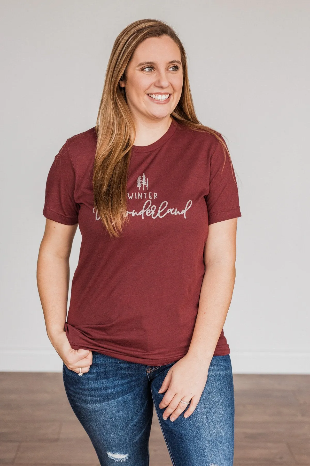 Winter Wonderland Graphic Tee- Burgundy