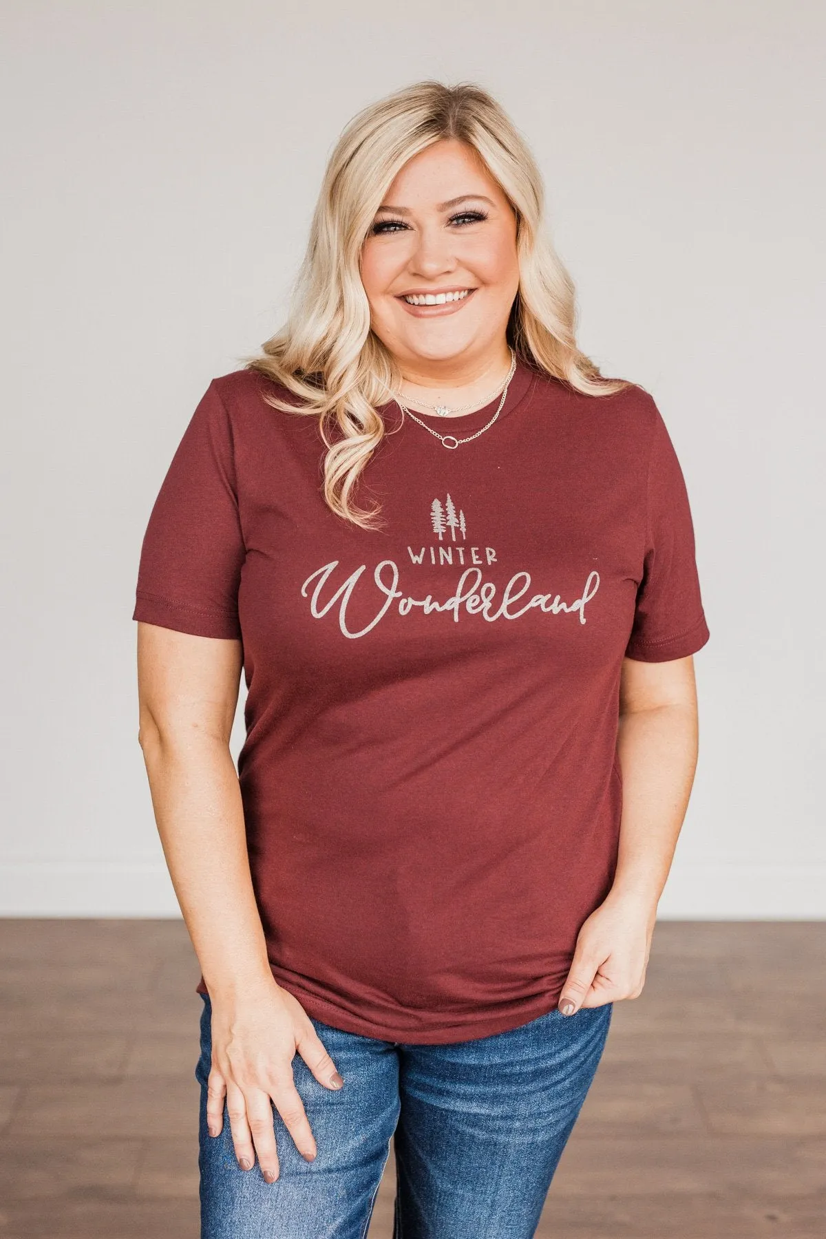 Winter Wonderland Graphic Tee- Burgundy