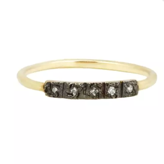 Yellow Gold & Rhodium Diamond Bar Ring