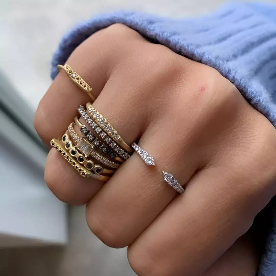 Yellow Gold & Rhodium Diamond Bar Ring