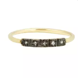 Yellow Gold & Rhodium Diamond Bar Ring