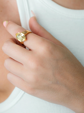 Yellow Oval Stone Gold Ring