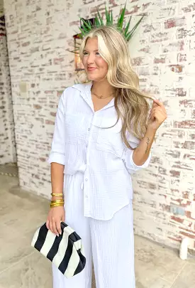 Z SUPPLY Kaili Button Up Gauze Top in White